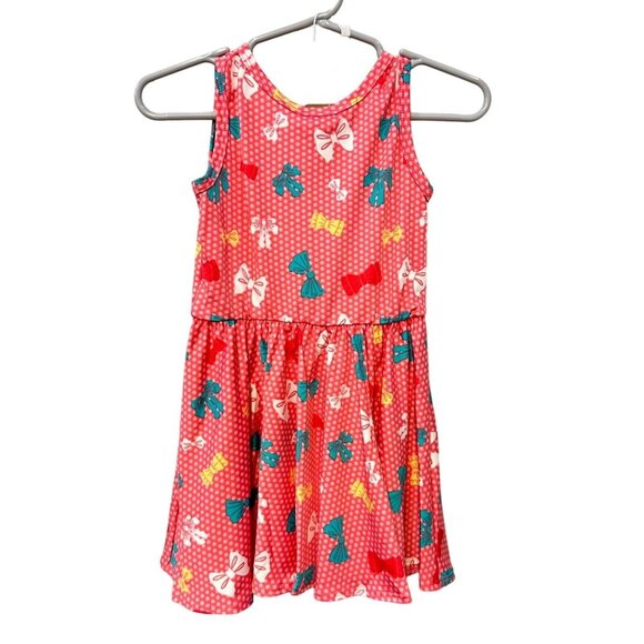 Dot Dot Smile Toddler Girls Bow Print Tank Dress Polka Dot 12/24 Pink Multicolor - Picture 4 of 4
